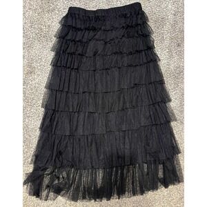Cupcakes And Cashmere Skirt‎ Womens 2 Black Tiered Swiss Dot Tulle Lined